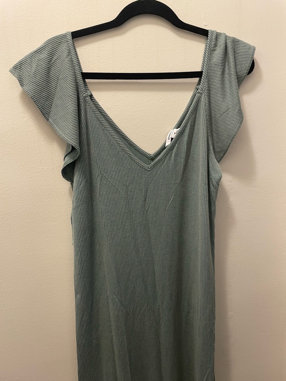 O'Neill Light Sage Ribbed V-Neck Dress